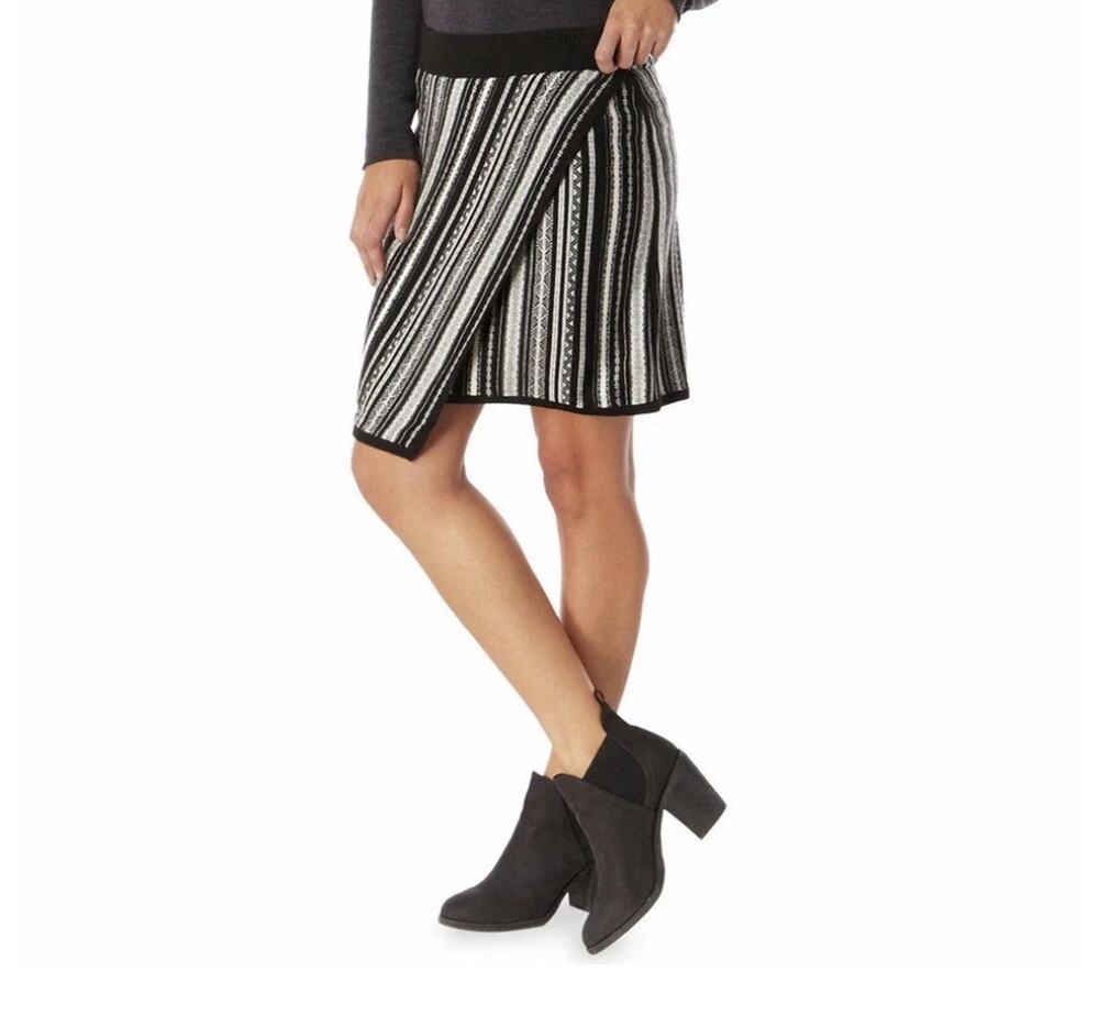 Smartwool Tabaretta Merino Wool Blend Skirt Grey Geometric Pattern Medium H22